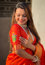 Load image into Gallery viewer, Orange Silk Saree With Blouse