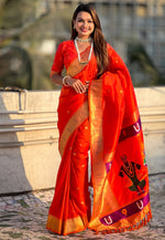 Load image into Gallery viewer, Orange Silk Saree With Blouse