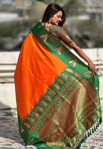 Load image into Gallery viewer, Orange Silk Saree With Blouse