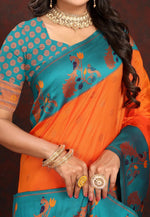 Load image into Gallery viewer, Orange Silk Saree With Blouse