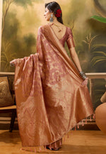 Load image into Gallery viewer, Peach Banarasi Jacquard Saree