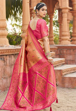Load image into Gallery viewer, Peach Banarasi Silk Saree