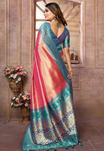 Load image into Gallery viewer, Peach Banarasi Silk Saree