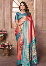 Load image into Gallery viewer, Peach Banarasi Silk Saree