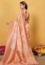 Load image into Gallery viewer, Peach Bemberg Saree With Blouse