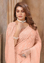Load image into Gallery viewer, Peach Georgette Saree With Blouse