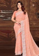 Load image into Gallery viewer, Peach Georgette Saree With Blouse