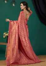 Load image into Gallery viewer, Peach Kanjivaram Silk Saree