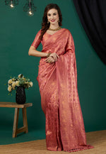 Load image into Gallery viewer, Peach Kanjivaram Silk Saree