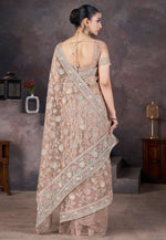 Load image into Gallery viewer, Peach Net Saree With Blouse