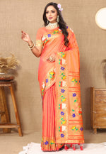 Load image into Gallery viewer, Peach Silk Saree With Blouse