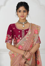 Load image into Gallery viewer, Peach Viscose Saree With Blouse