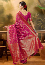 Load image into Gallery viewer, Pink Banarasi Jacquard Saree With Blouse