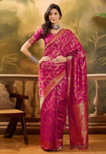 Load image into Gallery viewer, Pink Banarasi Jacquard Saree With Blouse