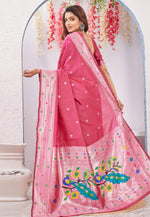 Load image into Gallery viewer, Pink Banarasi Silk Paithani Saree