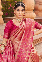 Load image into Gallery viewer, Pink Banarasi Silk Saree
