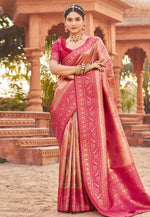 Load image into Gallery viewer, Pink Banarasi Silk Saree