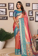 Load image into Gallery viewer, Pink Banarasi Silk Saree
