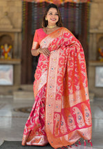 Load image into Gallery viewer, Pink Banarasi Silk Saree