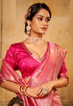 Load image into Gallery viewer, Pink Banarasi Silk Saree