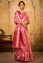 Load image into Gallery viewer, Pink Banarasi Silk Saree