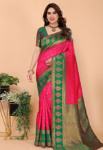 Load image into Gallery viewer, Pink Banarasi Silk Saree
