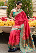 Load image into Gallery viewer, Pink Banarasi Silk Saree