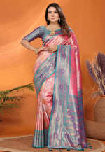 Load image into Gallery viewer, Pink Banarasi Silk Saree