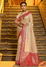 Load image into Gallery viewer, Pink Banarasi Silk Saree