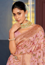 Load image into Gallery viewer, Pink Banarasi Silk Saree