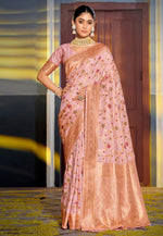 Load image into Gallery viewer, Pink Banarasi Silk Saree