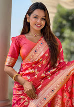 Load image into Gallery viewer, Pink Banarasi Silk Saree