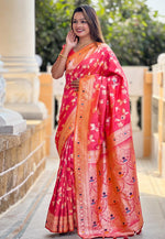 Load image into Gallery viewer, Pink Banarasi Silk Saree