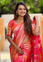 Load image into Gallery viewer, Pink Banarasi Silk Saree