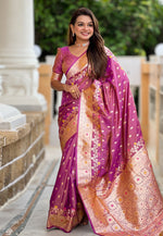 Load image into Gallery viewer, Pink Banarasi Silk Saree