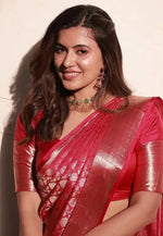 Load image into Gallery viewer, Pink Banarasi Silk Saree With Blouse