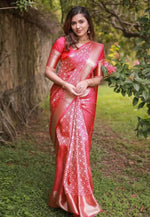 Load image into Gallery viewer, Pink Banarasi Silk Saree With Blouse