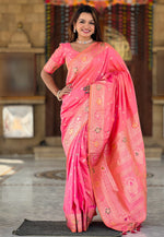 Load image into Gallery viewer, Pink Banarasi Silk Saree With Blouse