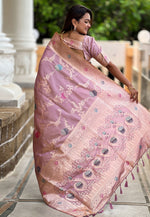 Load image into Gallery viewer, Pink Banarasi Silk Saree With Blouse