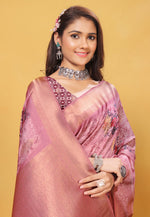 Load image into Gallery viewer, Pink Bemberg Saree With Blouse