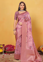 Load image into Gallery viewer, Pink Bemberg Saree With Blouse
