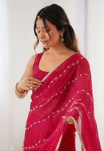 Load image into Gallery viewer, Pink Chiffon Saree With Blouse