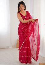 Load image into Gallery viewer, Pink Chiffon Saree With Blouse