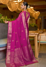 Load image into Gallery viewer, Pink Chinon Saree With Blouse