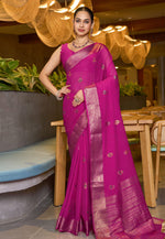 Load image into Gallery viewer, Pink Chinon Saree With Blouse