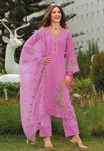 Load image into Gallery viewer, Pink Cotton Readymade Pakistani Suit