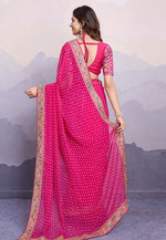 Load image into Gallery viewer, Pink Georgette Bandhani Print Saree