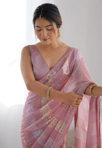 Load image into Gallery viewer, Pink Georgette Sequence Saree