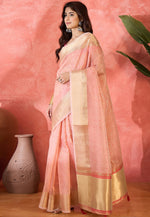 Load image into Gallery viewer, Pink Khadi Saree With Blouse