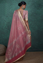 Load image into Gallery viewer, Pink Linen Saree With Blouse